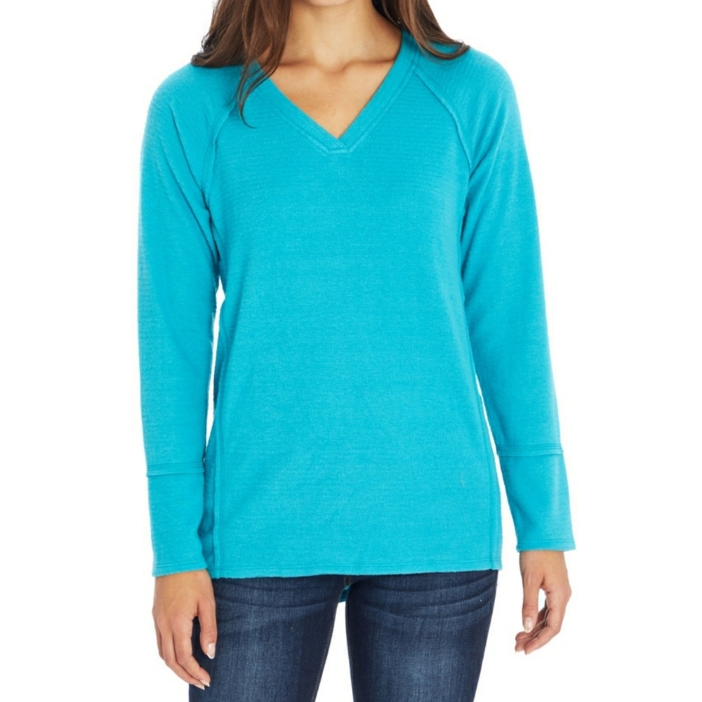 NWT Wildfox Haley Waffle Top Long Sleeve Aqua